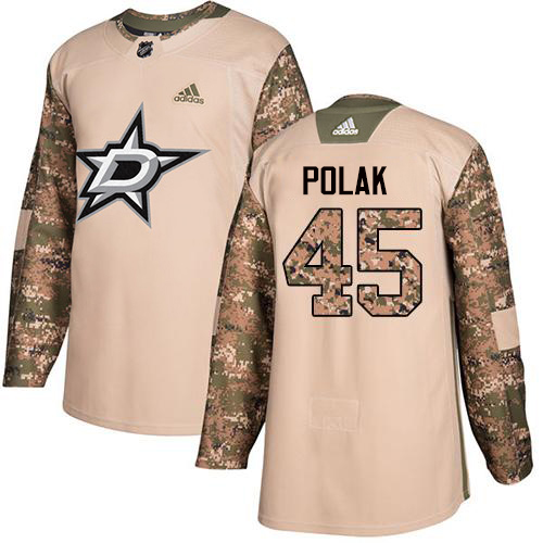 Adidas Men Dallas Stars #45 Roman Polak Camo Authentic 2017 Veterans Day Stitched NHL Jersey